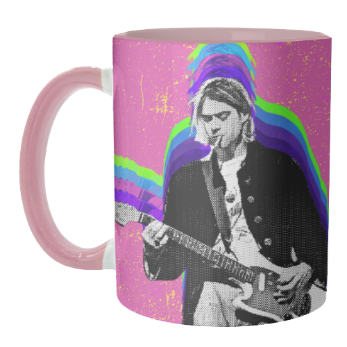 Kurt Cobain - Pink - unique mug by Nida Designs