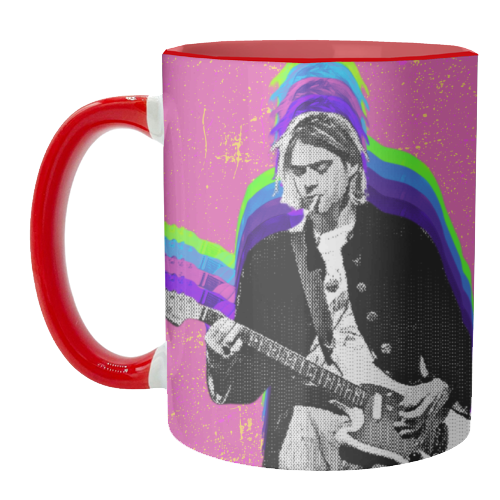 Kurt Cobain - Pink - unique mug by Nida Designs