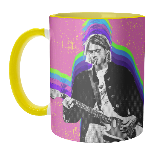 Kurt Cobain - Pink - unique mug by Nida Designs