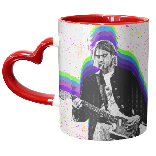 Kurt Cobain - Blue - unique mug by Nida Designs