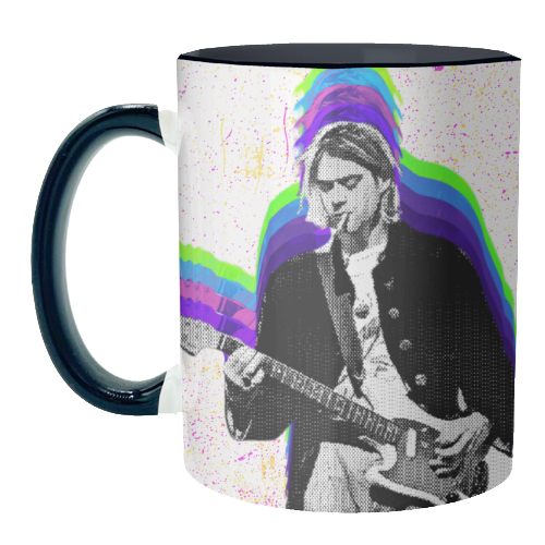 Kurt Cobain - Blue - unique mug by Nida Designs