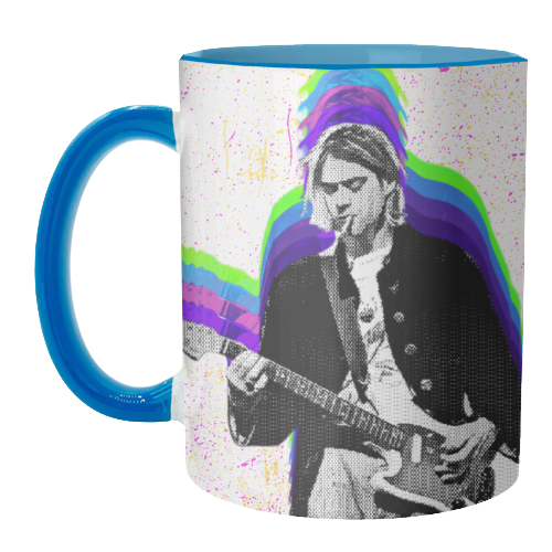 Kurt Cobain - Blue - unique mug by Nida Designs