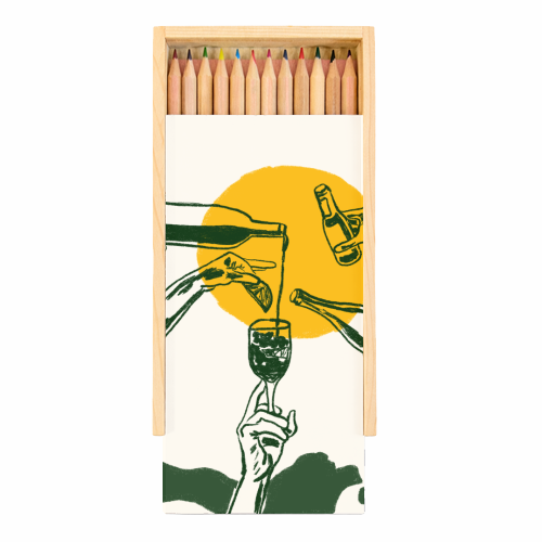 Sunset Cocktail Summer Cheers Illustration - Coloured Pencils with Box by EZbie