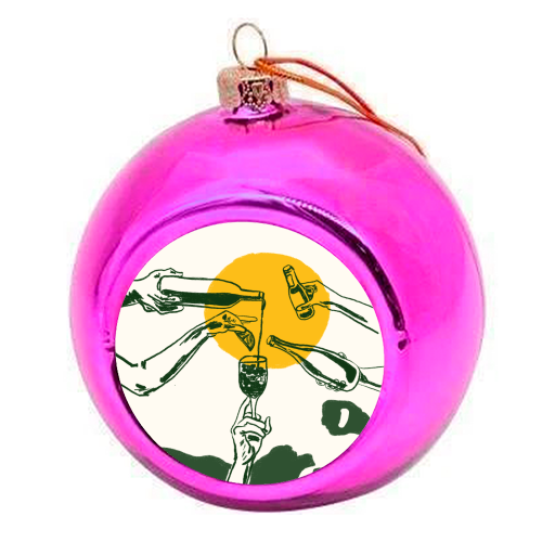 Sunset Cocktail Summer Cheers Illustration - colourful christmas bauble by EZbie