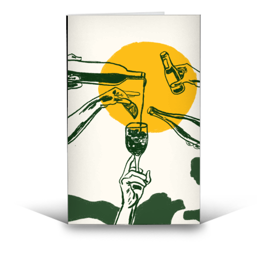 Sunset Cocktail Summer Cheers Illustration - funny greeting card by EZbie