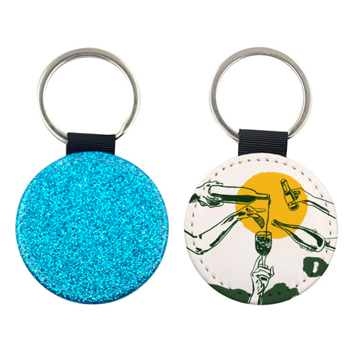 Sunset Cocktail Summer Cheers Illustration - keyring by EZbie