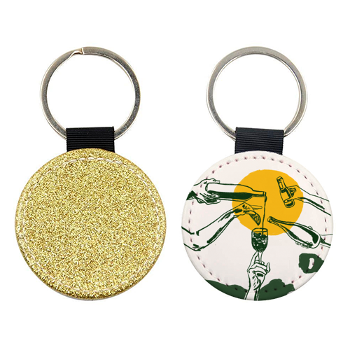 Sunset Cocktail Summer Cheers Illustration - keyring by EZbie