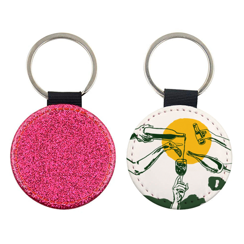 Sunset Cocktail Summer Cheers Illustration - keyring by EZbie