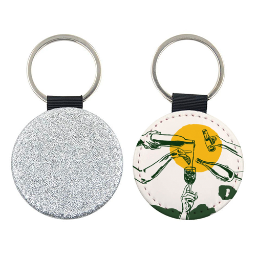 Sunset Cocktail Summer Cheers Illustration - keyring by EZbie