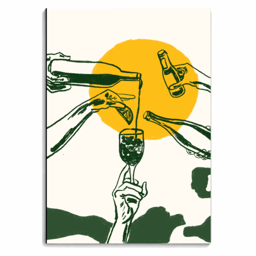 Sunset Cocktail Summer Cheers Illustration - personalised A4, A5, A6 notebook by EZbie