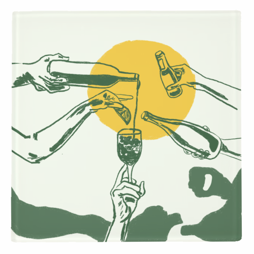 Sunset Cocktail Summer Cheers Illustration - personalised beer coaster by EZbie