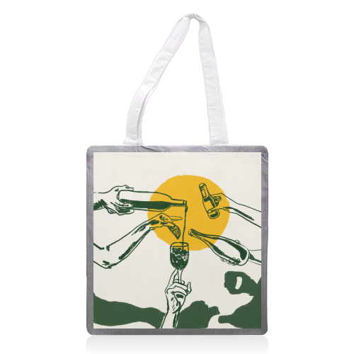 Sunset Cocktail Summer Cheers Illustration - printed canvas tote bag by EZbie