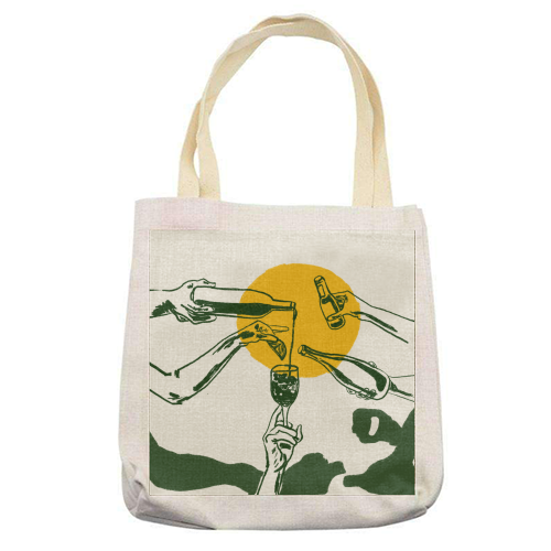 Sunset Cocktail Summer Cheers Illustration - printed canvas tote bag by EZbie