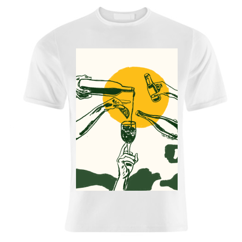 Sunset Cocktail Summer Cheers Illustration - unique t shirt by EZbie
