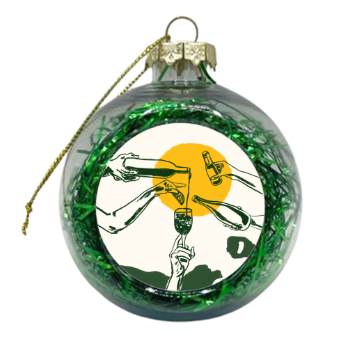 Sunset Cocktail Summer Cheers Illustration - xmas bauble by EZbie