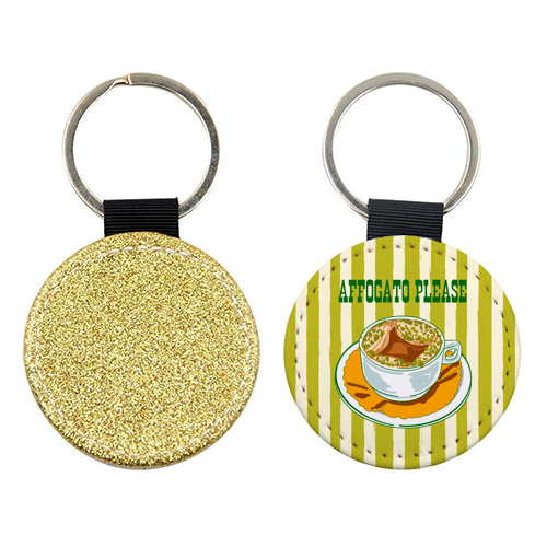 Affogato Please Coffee Stripes Illustration - keyring by EZbie