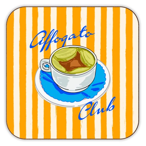 Affogato Club Aesthetic Coffee Illustration - personalised beer coaster by EZbie