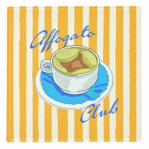 Affogato Club Aesthetic Coffee Illustration - personalised beer coaster by EZbie