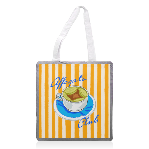 Affogato Club Aesthetic Coffee Illustration - printed canvas tote bag by EZbie