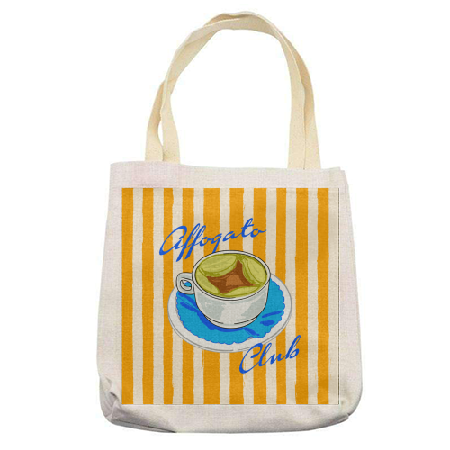Affogato Club Aesthetic Coffee Illustration - printed canvas tote bag by EZbie