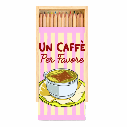 Un Caffè Per Favore Affogato Stripes Preppy Italian Coffee - Coloured Pencils with Box by EZbie