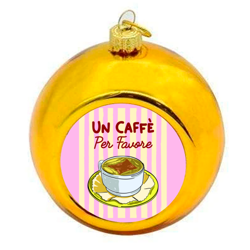 Un Caffè Per Favore Affogato Stripes Preppy Italian Coffee - colourful christmas bauble by EZbie