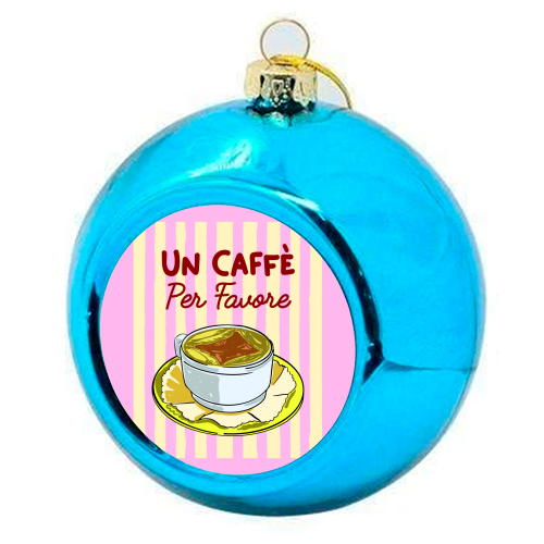 Un Caffè Per Favore Affogato Stripes Preppy Italian Coffee - colourful christmas bauble by EZbie