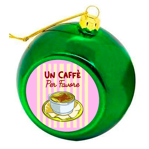 Un Caffè Per Favore Affogato Stripes Preppy Italian Coffee - colourful christmas bauble by EZbie