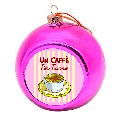 Un Caffè Per Favore Affogato Stripes Preppy Italian Coffee - colourful christmas bauble by EZbie