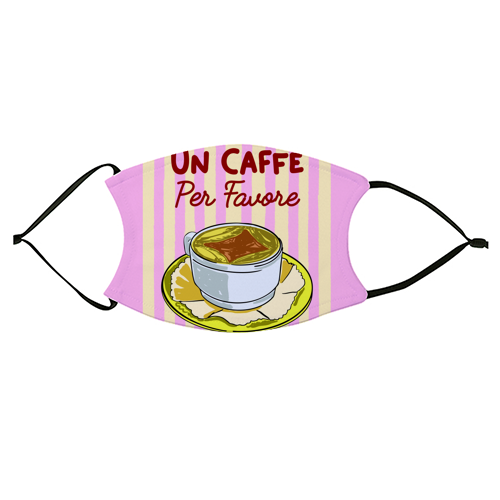 Un Caffè Per Favore Affogato Stripes Preppy Italian Coffee - face cover mask by EZbie