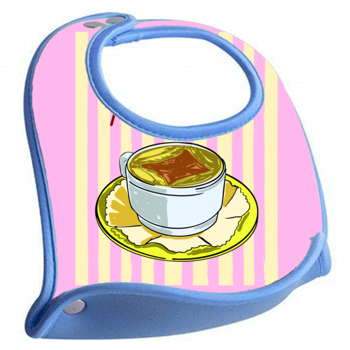 Un Caffè Per Favore Affogato Stripes Preppy Italian Coffee - feeding bib by EZbie