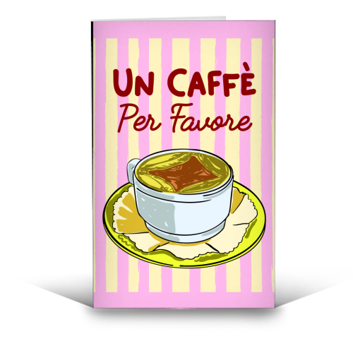 Un Caffè Per Favore Affogato Stripes Preppy Italian Coffee - funny greeting card by EZbie