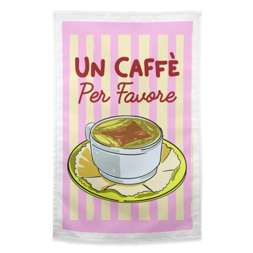 Un Caffè Per Favore Affogato Stripes Preppy Italian Coffee - funny tea towel by EZbie
