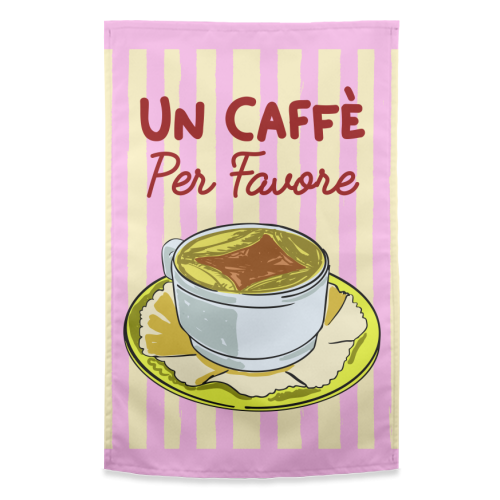 Un Caffè Per Favore Affogato Stripes Preppy Italian Coffee - funny tea towel by EZbie