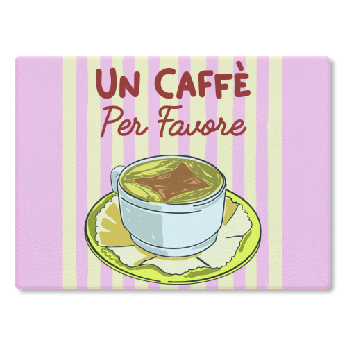 Un Caffè Per Favore Affogato Stripes Preppy Italian Coffee - glass chopping board by EZbie