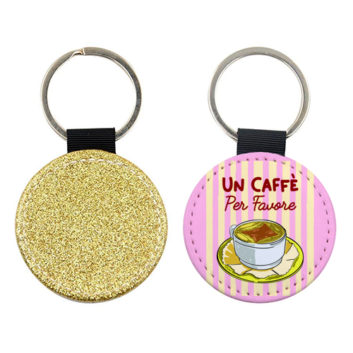 Un Caffè Per Favore Affogato Stripes Preppy Italian Coffee - keyring by EZbie