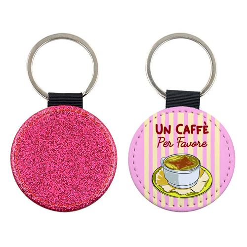 Un Caffè Per Favore Affogato Stripes Preppy Italian Coffee - keyring by EZbie