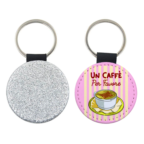 Un Caffè Per Favore Affogato Stripes Preppy Italian Coffee - keyring by EZbie
