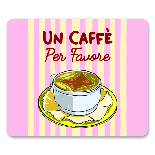 Un Caffè Per Favore Affogato Stripes Preppy Italian Coffee - mouse mat by EZbie