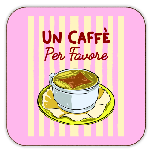 Un Caffè Per Favore Affogato Stripes Preppy Italian Coffee - personalised beer coaster by EZbie