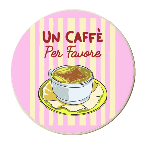 Un Caffè Per Favore Affogato Stripes Preppy Italian Coffee - personalised beer coaster by EZbie