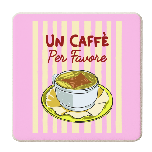 Un Caffè Per Favore Affogato Stripes Preppy Italian Coffee - personalised beer coaster by EZbie