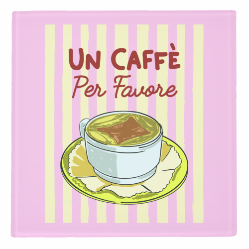 Un Caffè Per Favore Affogato Stripes Preppy Italian Coffee - personalised beer coaster by EZbie
