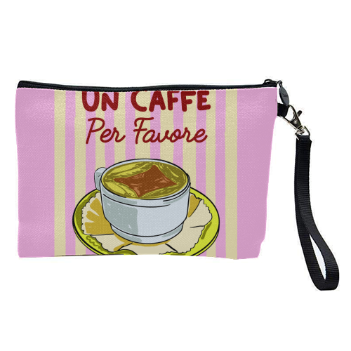 Un Caffè Per Favore Affogato Stripes Preppy Italian Coffee - pretty makeup bag by EZbie