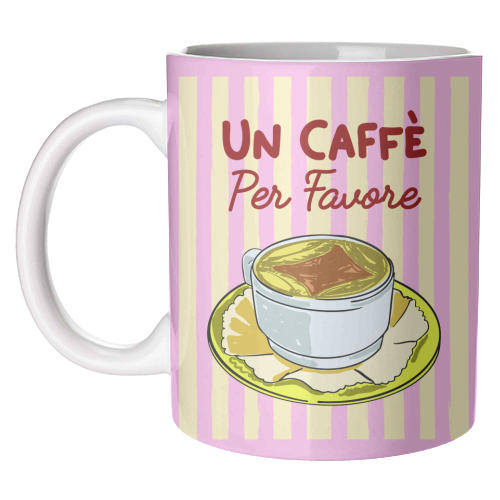 Un Caffè Per Favore Affogato Stripes Preppy Italian Coffee - unique mug by EZbie