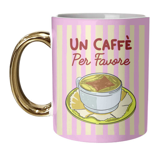 Un Caffè Per Favore Affogato Stripes Preppy Italian Coffee - unique mug by EZbie