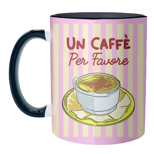 Un Caffè Per Favore Affogato Stripes Preppy Italian Coffee - unique mug by EZbie