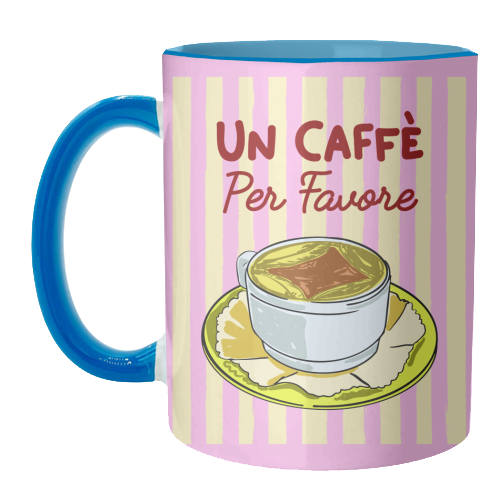 Un Caffè Per Favore Affogato Stripes Preppy Italian Coffee - unique mug by EZbie