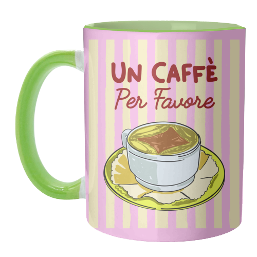Un Caffè Per Favore Affogato Stripes Preppy Italian Coffee - unique mug by EZbie