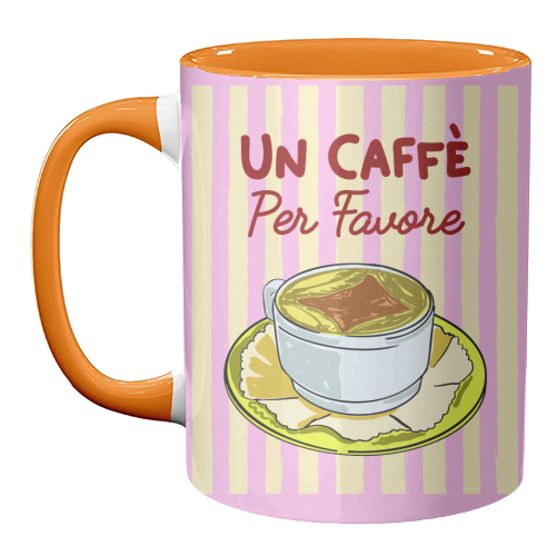 Un Caffè Per Favore Affogato Stripes Preppy Italian Coffee - unique mug by EZbie